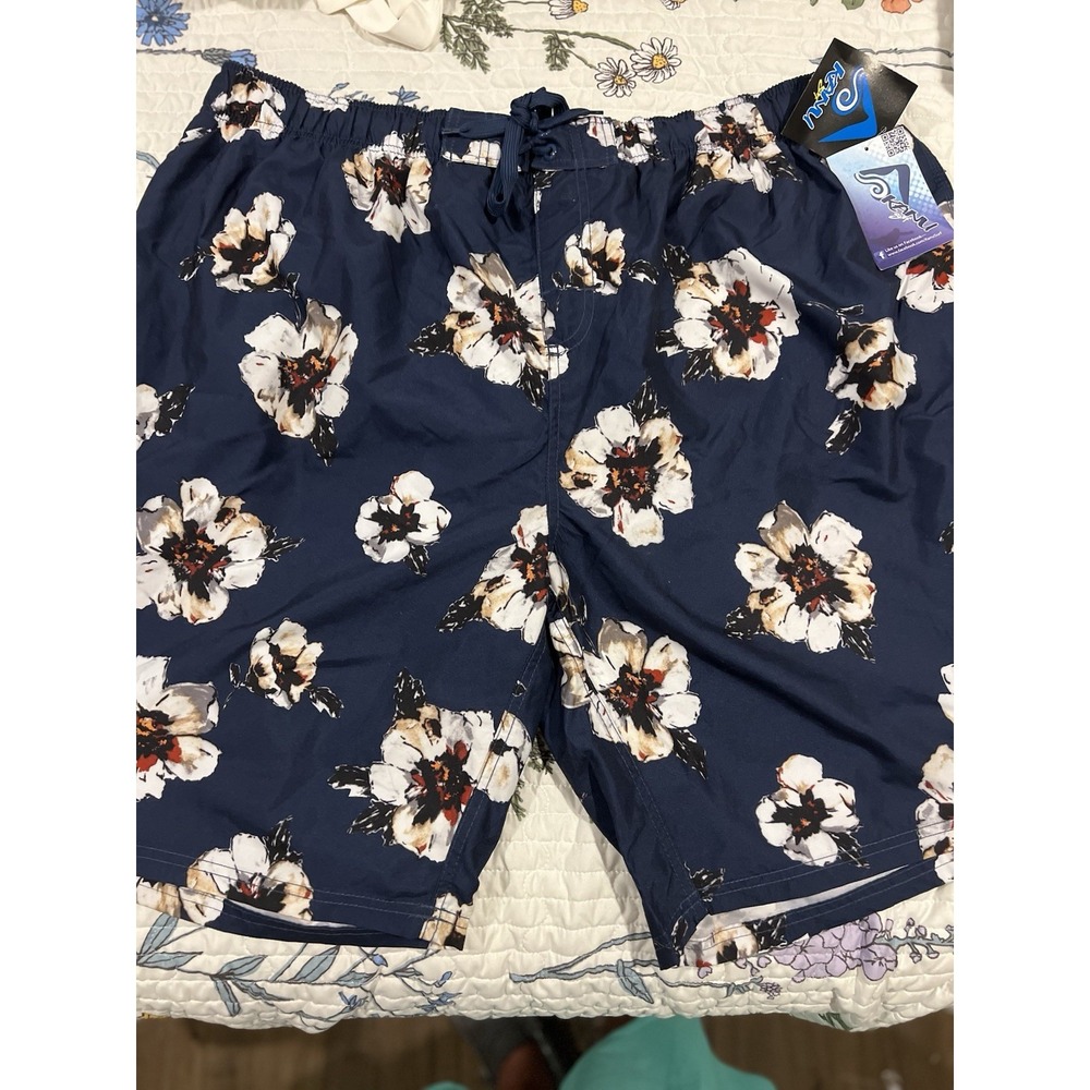 Kani Surf Men's Baithing‎ Suit 4xl NWT Msrp $50 Navy With Flower Pattern